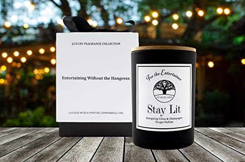 Stay Lit - Аромат на Цитрусови плодове и Шампанско Свещ от естествен соев Восък, Забавна Остроумен Подарък Кутия