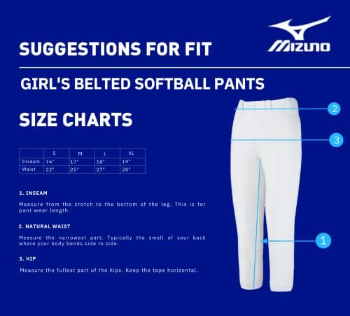 Панталони за софтбол Fastpitch за момичета Мизуно с колан за софтбол