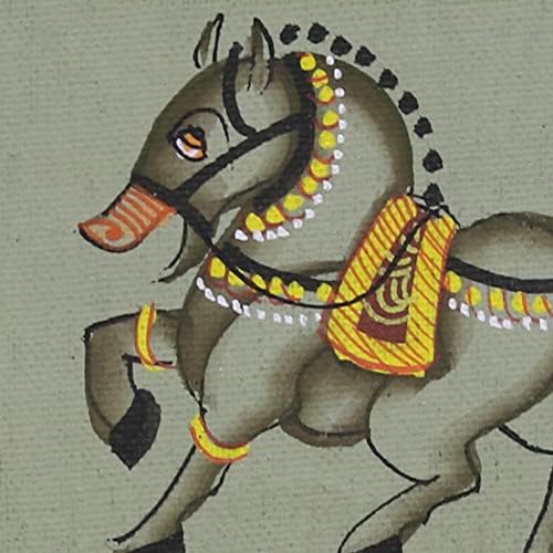 Народни художествени картини NOVICA Green е на тема животни, Картина от Индия Royal Beauty Ii
