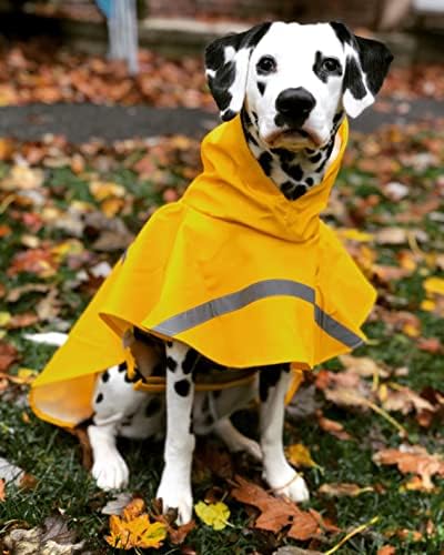 Дождевики HAPEE Dog за кучета от Светоотражающей ивица, Hoody-пончо от дъжд (дължина на гърба 20 см, на 23-Lakeblue)
