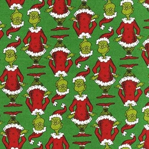 Как Гринч открадна Коледа плат Гринч - 1 Ярд тъкан Гринч on Green от Д-р Сус by Robert Kaufman