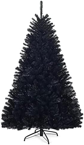JAHH 6 фута Навесная Изкуствена Коледна Елха На Хелоуин, Пълна с коледно Дърво С Метална Стойка Черен Цвят