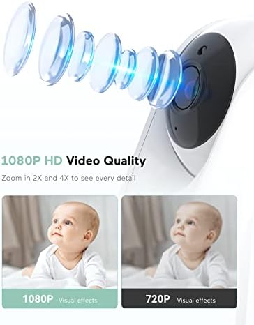 Следи бебето Momcozy с камера 1080P, 5-инчов Видеоняня с разделен екран, батерия 5000 ма, не, Wi-Fi, Инфрачервено