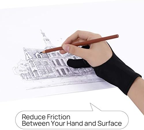 Parblo PR-05 Удебелена Ръкавица за рисуване, Мини ръкавици с два пръста за таблети за рисуване, Графичен монитор, iPad, рисуване на Скици, подходяща за лява и дясна ръка
