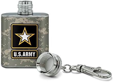 Логото на армията на САЩ в камуфлаж, ключодържател от неръждаема стомана, 1 унция, мини-фляжка