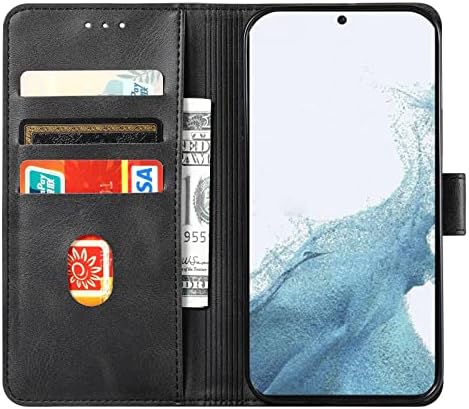 Чанта-портфейл за Samsung Galaxy S23/S23 Plus/S23 Ultra, флип-надолу делото-поставка от изкуствена кожа с отделения