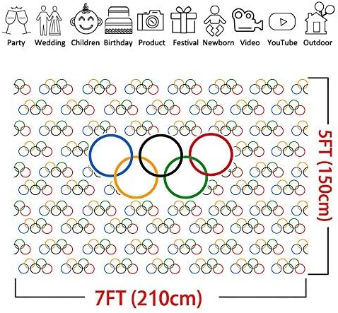 7x5ft Олимпийски Спортен Фона на Олимпийски Халки Международен Банер Снимки Декори Страни за по-Хладно градина Официалното откриване на Спортни Клубове, Вечерни Съб