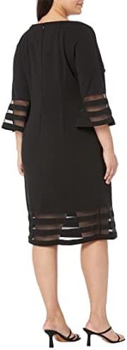 Женствена рокля на Calvin Klein с расклешенным ръкав голям размер с прозрачни вложки