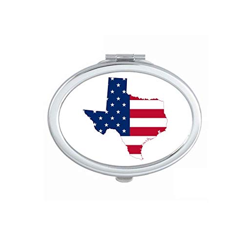 Тексас, САЩ Карта Звезди Ленти Флаг Форма на Огледало Портативен Сгъваем Ръчен Грим Двойни Странични Очила