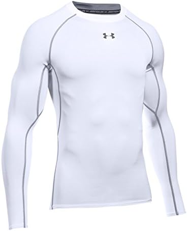 Мъжки Компресиране тениска с дълъг ръкав HeatGear Armour от Under Armour, Бяла (100)/Графитовая , X-Large