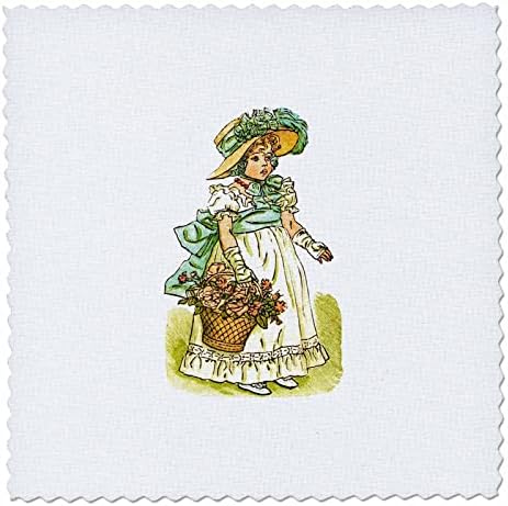 3. Начертайте една красива илюстрация на Кейт Грийнуей, изображение, изобразяващи дете с цвете. - Квадрати за завивки