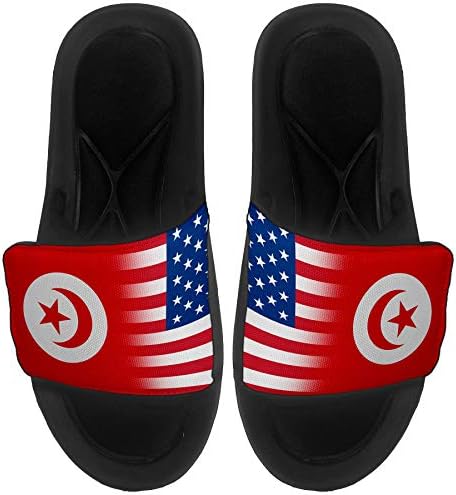 Най-сандали с амортизация ExpressItBest/Джапанки за мъже, жени и младежи - Знаме на Тунис (Tunisian) - Tunisia Flag