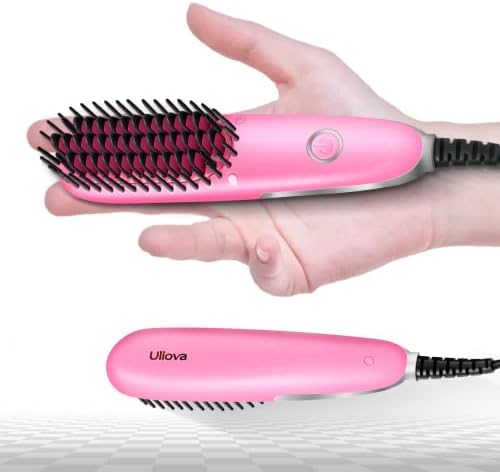 ULIOVA Мини-преса за коса, четка за колан, технология, отопление PTC, 7-инчов преси за коса, удобен за переноске,