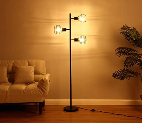 Led лампиона Brightech Робин, Промишлен лампа под формата на дърво за дневни и офиси, Високо лампа с 3-ма глави