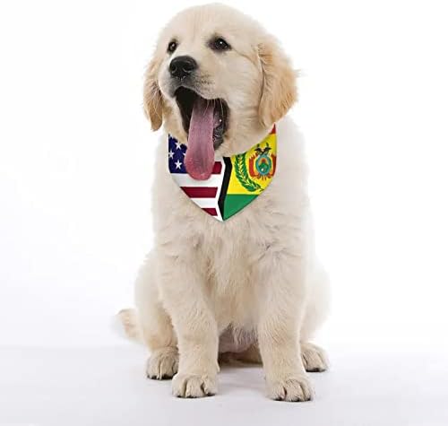 Американски и Боливийский Флаг, Кърпа за Кучета, Регулируем Нашийник за Домашни Любимци, Шал, Сладък Триъгълен Шал