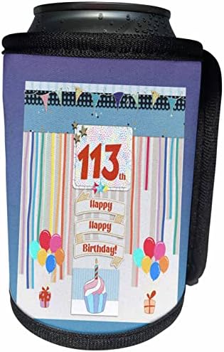 Триизмерен образ на Етикет със 113-ия рожден ден, Торта, Свещи. - Опаковки за бутилки-охладители (cc-360423-1)