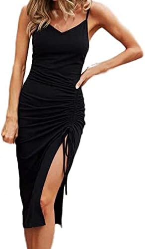 Дамски ежедневни рокли WYTong, лятна рокля, спагети с висока талия и разрезной вилица, свободно рокля-комбинация
