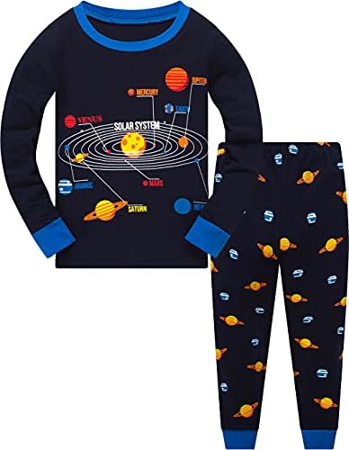 Космически Пижамный Комплект за Момченце, Пижами с Динозавром от Памук, Пижама с дълъг ръкав от 3 до 7 години