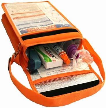 Случайна чанта MyMediBag - Голям формат А4 и презрамка - Чанта за лекарства за лечение на алергии и астма - Много съществена, в случай на извънредна ситуация