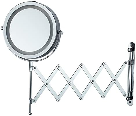 SRVNT Огледало за грим с подсветка, завъртащо се на 360 °, Стенни, За Банята, Увеличително Двустранно Выдвижное