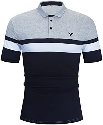 Мъжки ризи Поло FEESON с цип, Всекидневни Плетени Риза За голф Slim Fit, Памучни Блузи с Цветен Блок