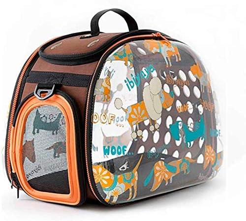 MGOSZY Прозрачна чанта Чанта за Домашен Любимец Куче, Котка Сгъваема Чанта Раница Оранжево